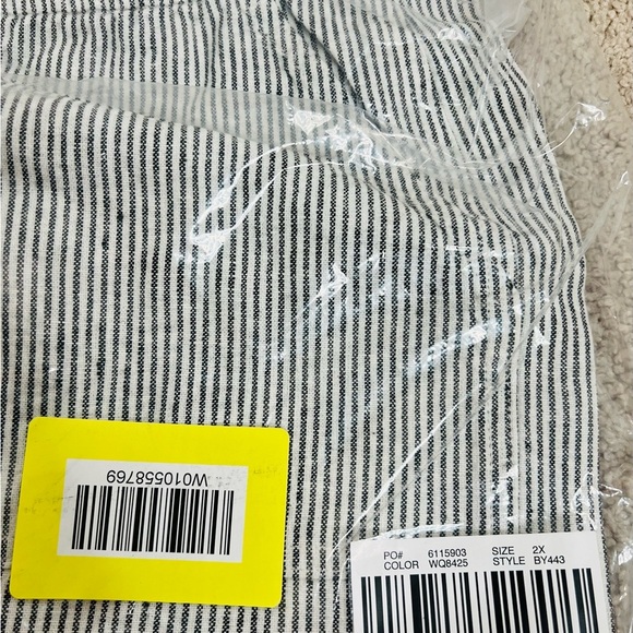NWT! J. Crew Black & White Striped Linen-Blend Drawstring Shorts. Size 2X. - Picture 8 of 9
